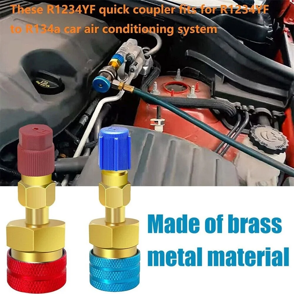 2/6pcs Adapter Quick Fitting Coupler R1234YF to R134A High Low Side Adapter Fitting Connector Car Air-conditioning Fitting Tools