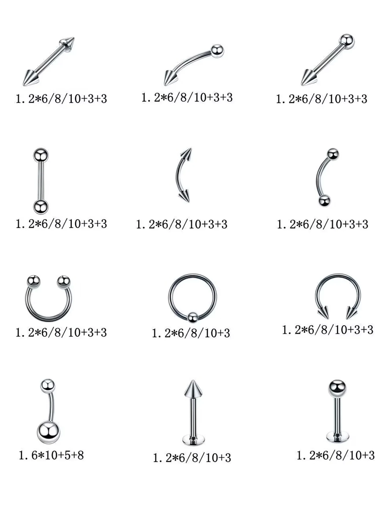 60pcs Stainless Steel Belly Rings - Basic Navel Piercing Jewelry Set, Simple Elegant Body Jewelry for Women image 2