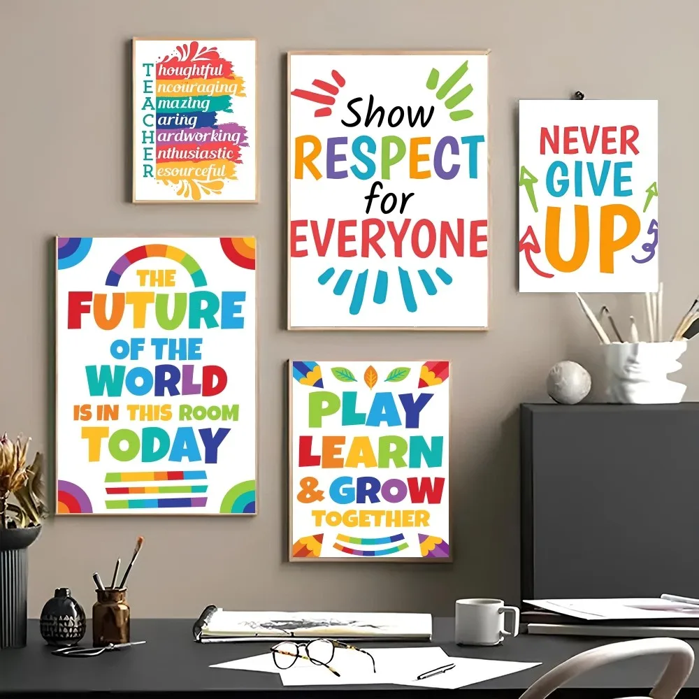 1pc Positive Kid Classroom Wall Picture Poster Paper Print Home Bedroom Entrance Bar Cafe Art Painting Decoration