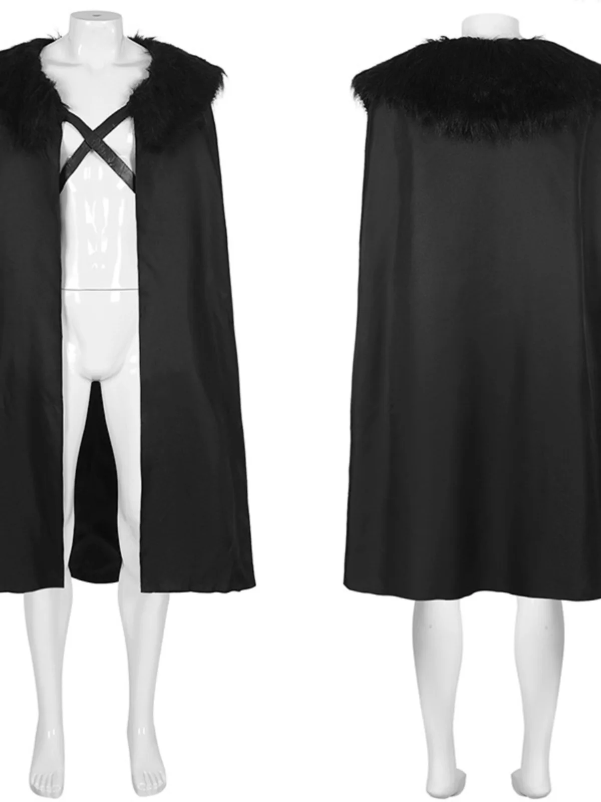 

Gothic Casual Men's loween Costume Coat with Large Fur Collar Punk Sle Mid-Length Special Wide Fit Windbreaker