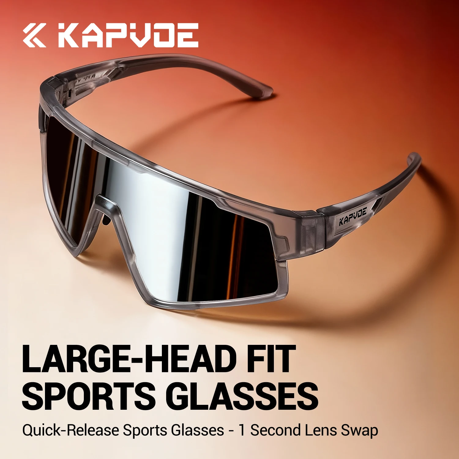 

KAPVOE Large Size Photochromic Cycling Glasses for Big Heads Sunglasses Discoloration Cycling Glasses Outdoor Sports Eyewear