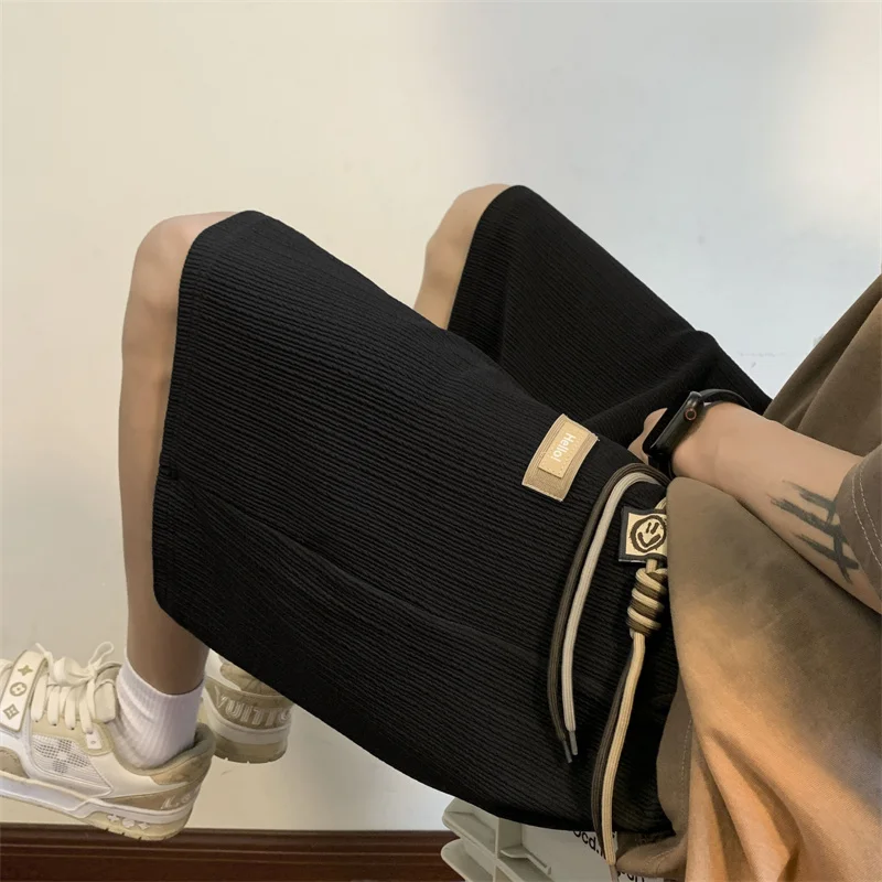 

Мужские леггинсы из ледяного шелка, летние, тонкие, быстросохнущие, спортивные, повседневные, свободные, прямые, средней длины, молодежные, модные, брендовые