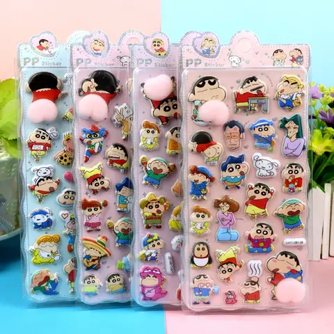 Crayon Shin-chan 3D Puffy Stickers Soft Pinched Happy Buttocks Sticker DIY Laptop Phone Case Stickers Decompression Supplies