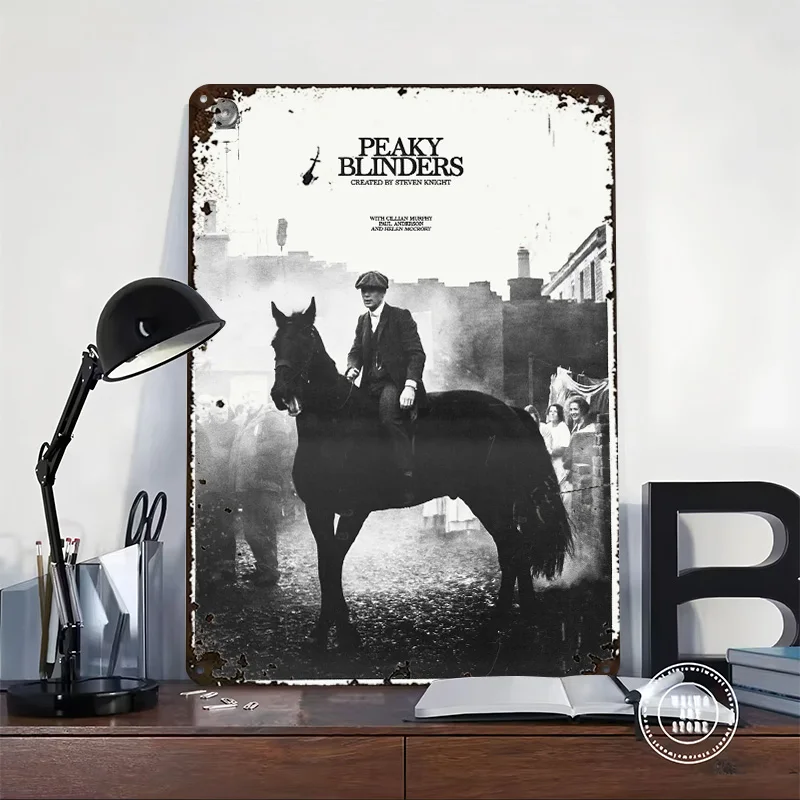 Peaky Blinders: Cillian Murphy on Horse Personalized 3D Textured Metal Poster Wall Art Tinplate Sign for Home Decor Living Room