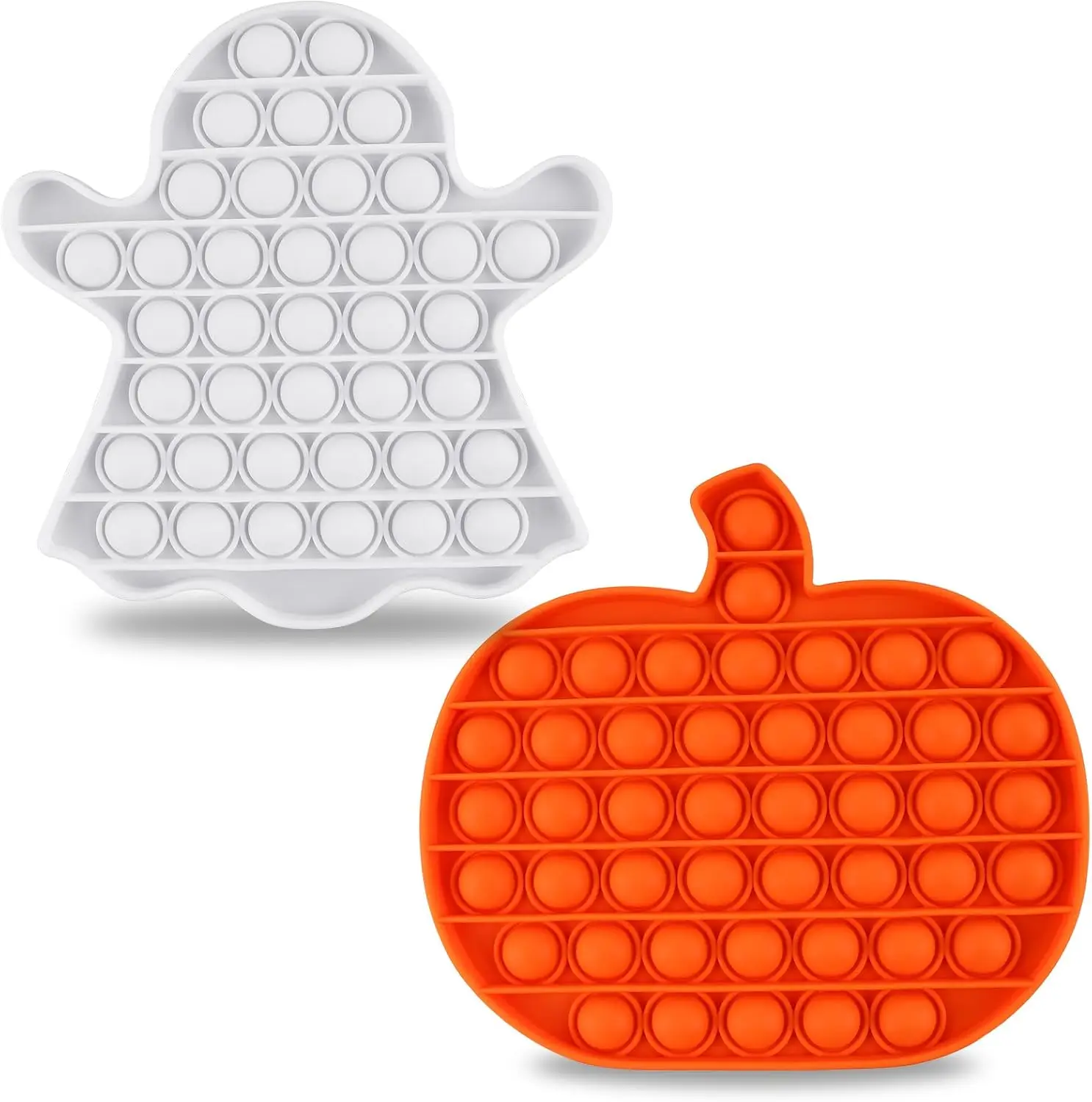 2 PCS Halloween Fidget Toys,Pumpkin Ghost Silicone Bubble Fidget Toys,Stress Anxiety Relief Toys for Kids,Halloween Party Favors