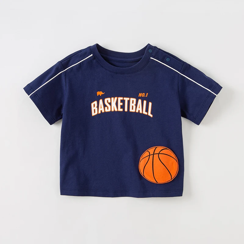 Dave Bella Boy's Short Sleeve Summer New Children's T-shirt Underlay Baby Sports Cotton Top DB2234672