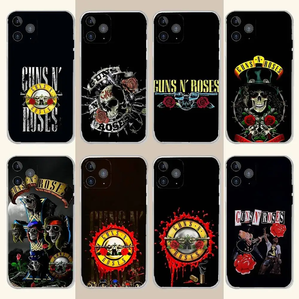

G-GunsS N Roses Phone Case For iPhone 17,16,15,14,13,12,11 Pro,Max,Plus,X,XS,XR,SE4,E Mini Transparent Soft Cover