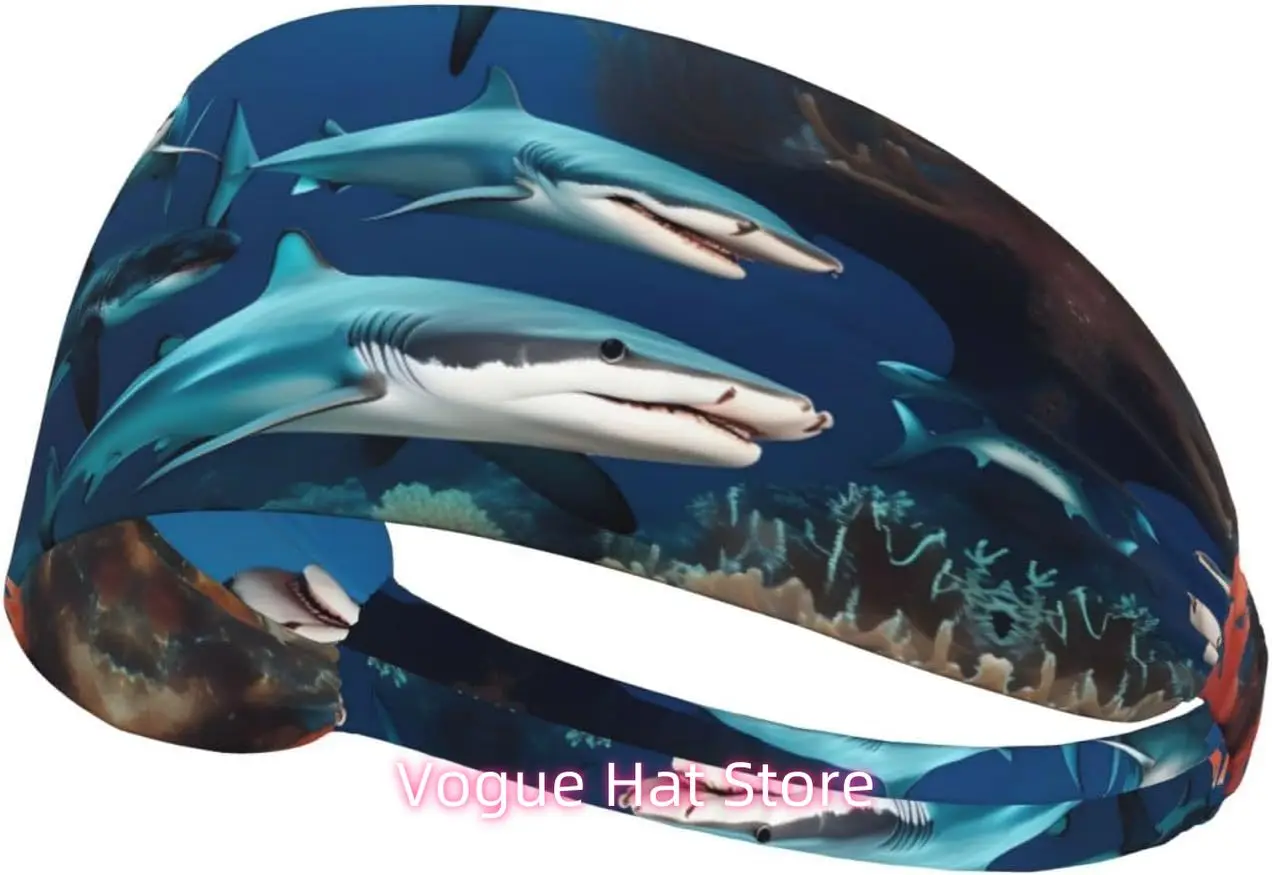 

Submarine Shark Coral Elastic Exercise Headband, Fitness Exercise Yoga Cycling Headband, Outdoor Sports Elastic Sweat-Absorbing