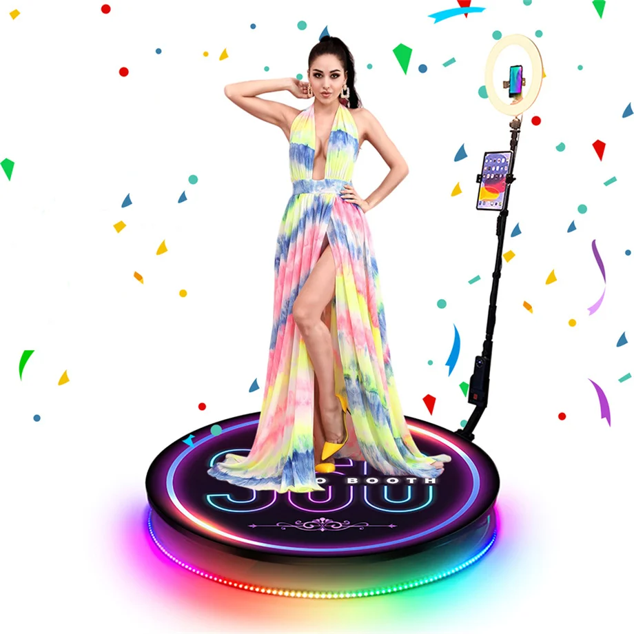 

USA Warehouse 360 Degree Commercial Photo Booth Rental Rotating Camera Enclosure With IPad SLR Compatibility Backdrop Enclosure