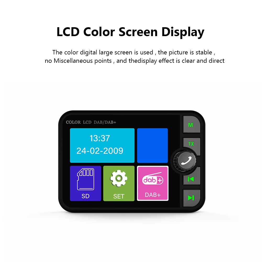 

Stereo MP3 Player 2.4 Inch LCD Color Screen Digital Signal Broadcast Adapter DAB+ Receiver DAB Radio Receiver Hands-free for Car