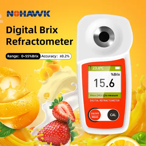 NOHAWK 디지털 브릭스 미터 0-55% 범위 0.2% 정밀 설탕 굴절계, 과일 주스 음료 맥주에 대한 설탕 함량 테스트