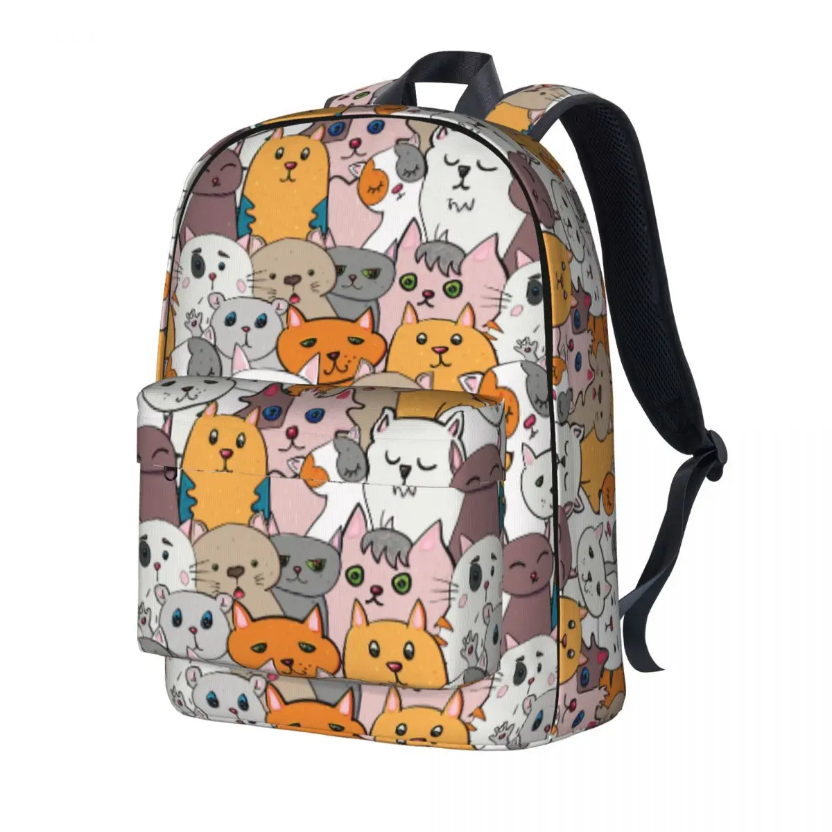 

Doodle Cute Cat Backpack Animal Repeat Streetwear Backpacks Teen Camping Durable School Bags Designer Rucksack Back To School