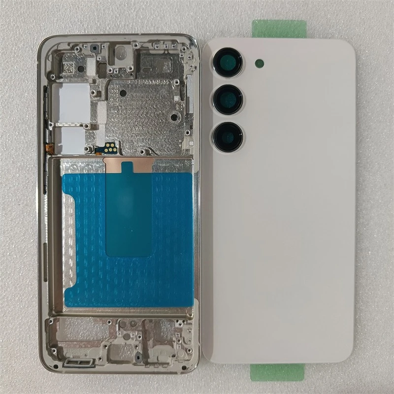 フルハウジングケースサムスンギャラクシー-s23-s911-ミドルフレーム-ガラスバッテリードアカバーバックとカメラレンズ交換