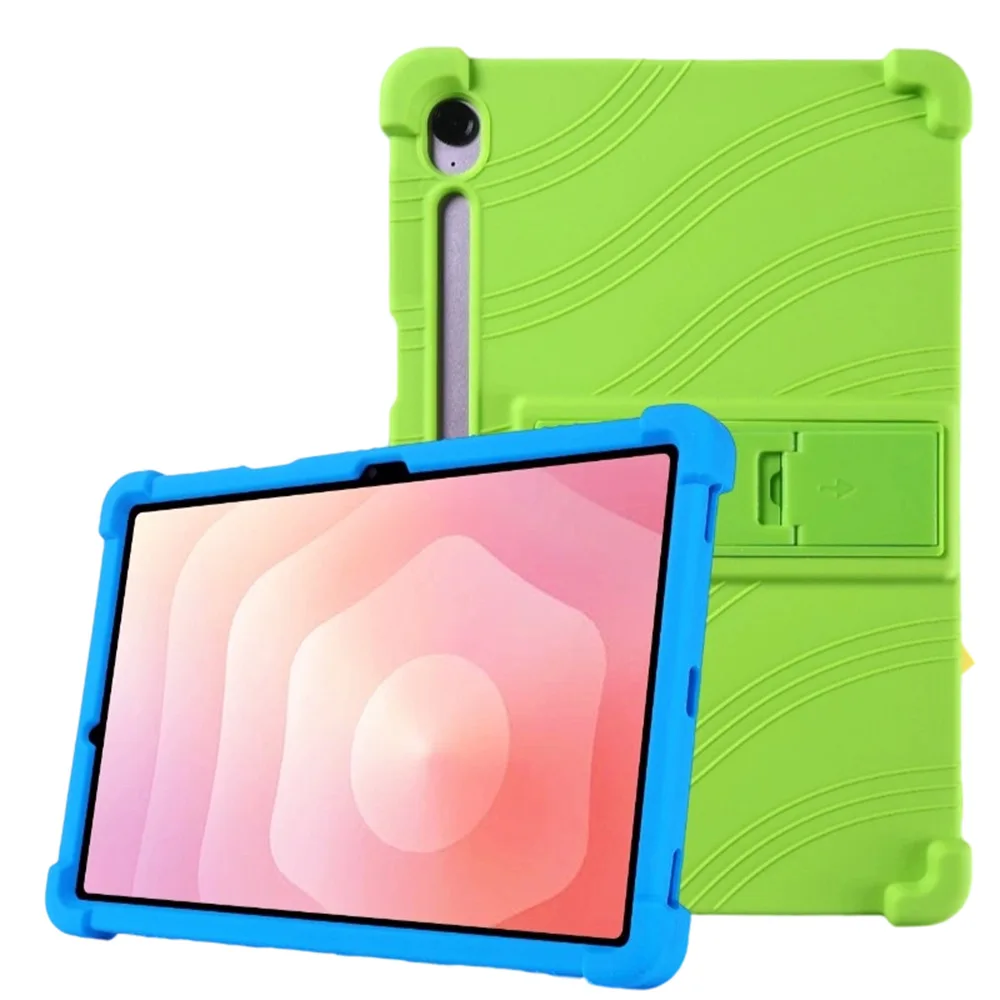 

For Samsung Galaxy Tab S11 Case Adjustable Kickstand Silicone Tablet Protective Cover - Green