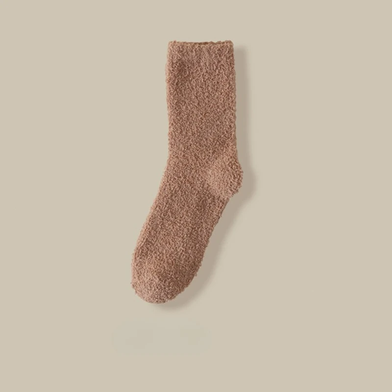 4 pares de calcetines de mujer de tubo medio cálidos y gruesos de lana Coral nuevos de otoño e invierno calcetines de dormir informales y cómodos para mujer