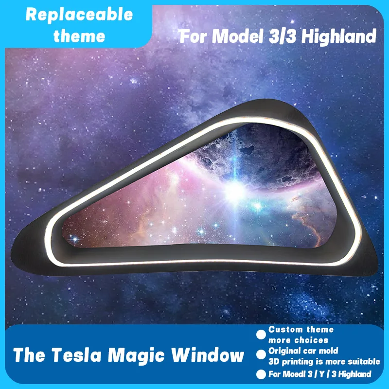 Metal Car Rear Window Triangle Trim Light for Tesla Model Y 2020 2021 2022 2023 2024 Personalised Netflix Creative Accessories