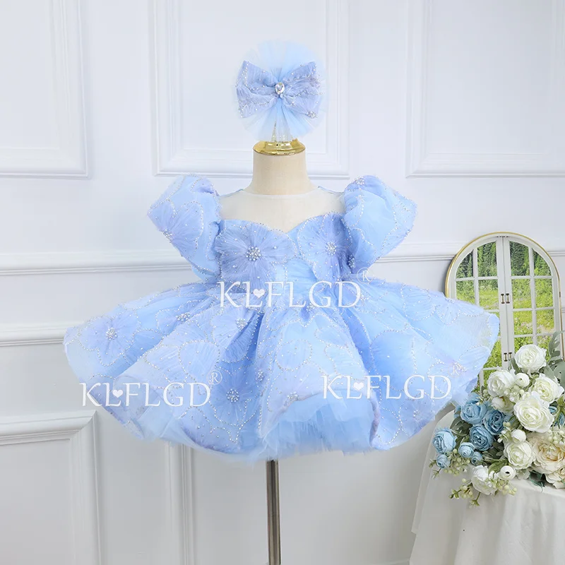 KLFLGD Toddler Baby Girl First Birthday Dress Gorgeous and Elegant Princess Dress Piano Performance Dress Summer Embroidered