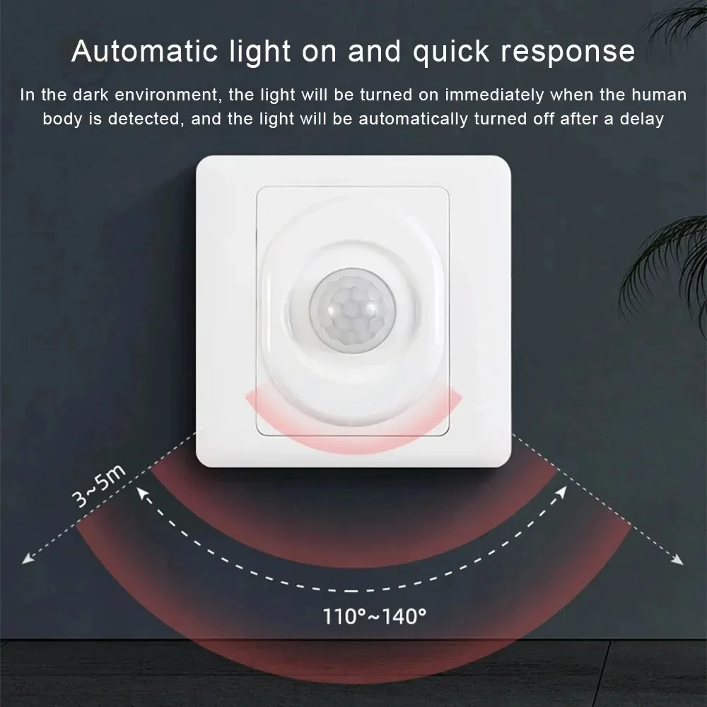 PIR Motion Sensor Body Sensor Switch PIR Infrared 86 Type 110V 220V Recessed Lamp Bulb Body Induction Light Detector