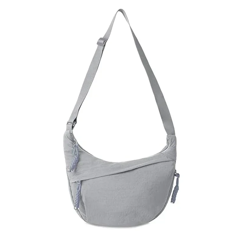 BLLYF002 Bolsa crossbody crescente de nylon, bolsa hobo para mulheres e homens, bolsa de ombro pequena com alça ajustável