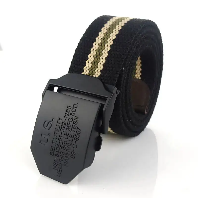 SupSindy Men Canvas Belt Black US Metal Buckle Army Military Tactical Belts for Men Jeans Outdoor Training Soldier Strap Male