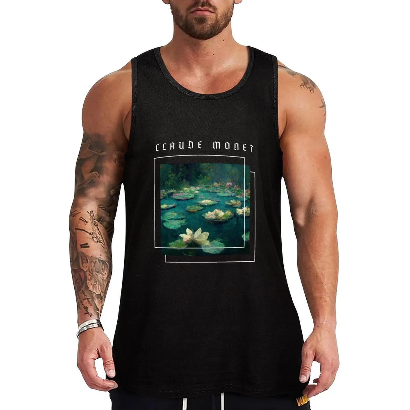 Water Lillies Monet -Claude Monet Art Remake Design Tank Top Men's sleeveless t-shirt summer Men's tops