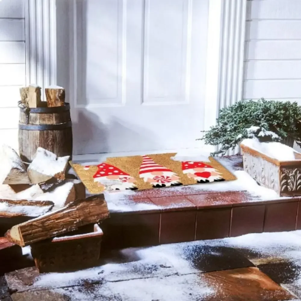 VIKAMA Christmas Happy Cushion Dwarf Welcome Door Mat Indoor Outdoor Carpet Christmas Eve New Year Home Decoration