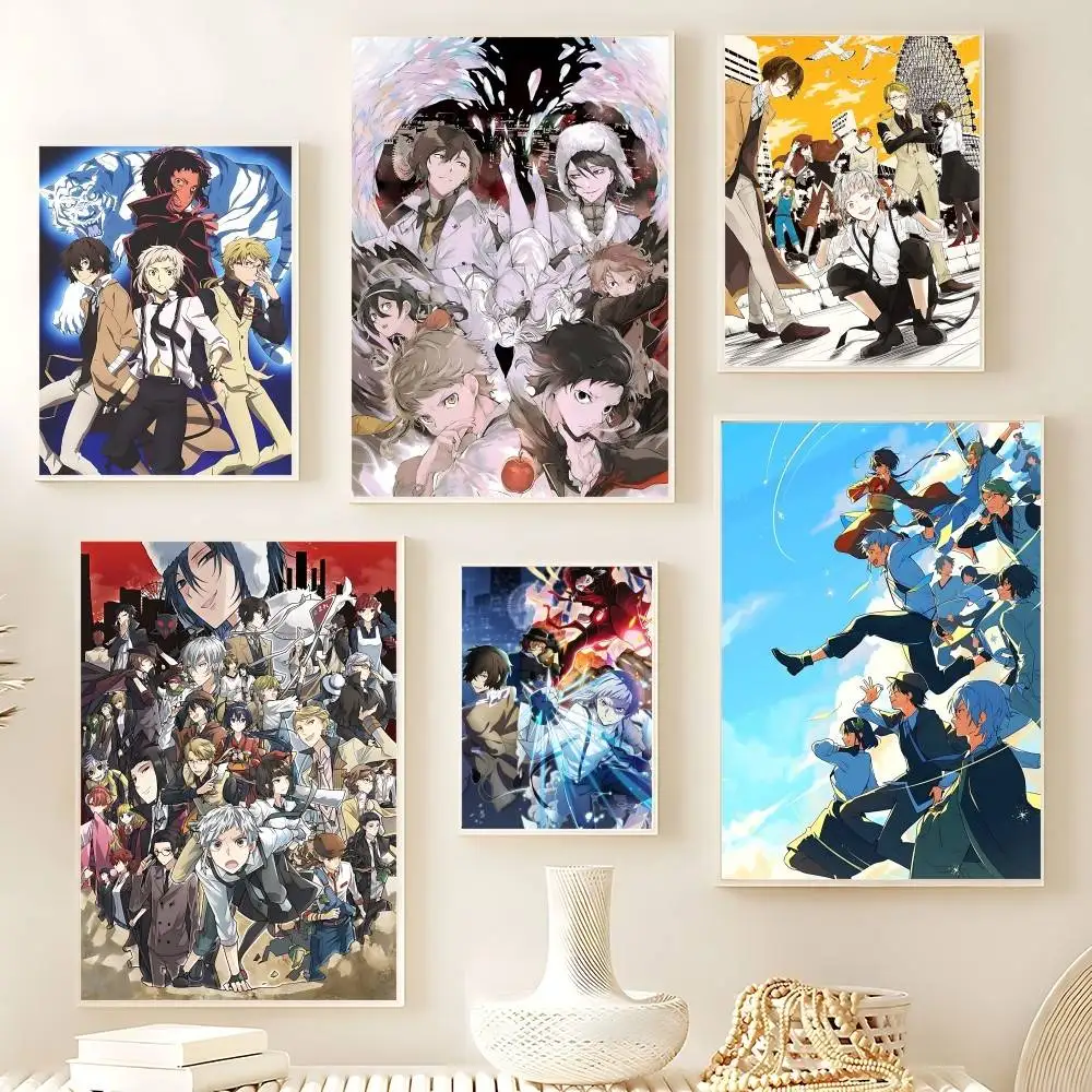 Bungo Stray Dogs Anime-Poster, HD-Qualität, Wandkunst, Retro-Poster für Zuhause, Zimmer, Wanddekoration, Kawaii-Raumdekoration