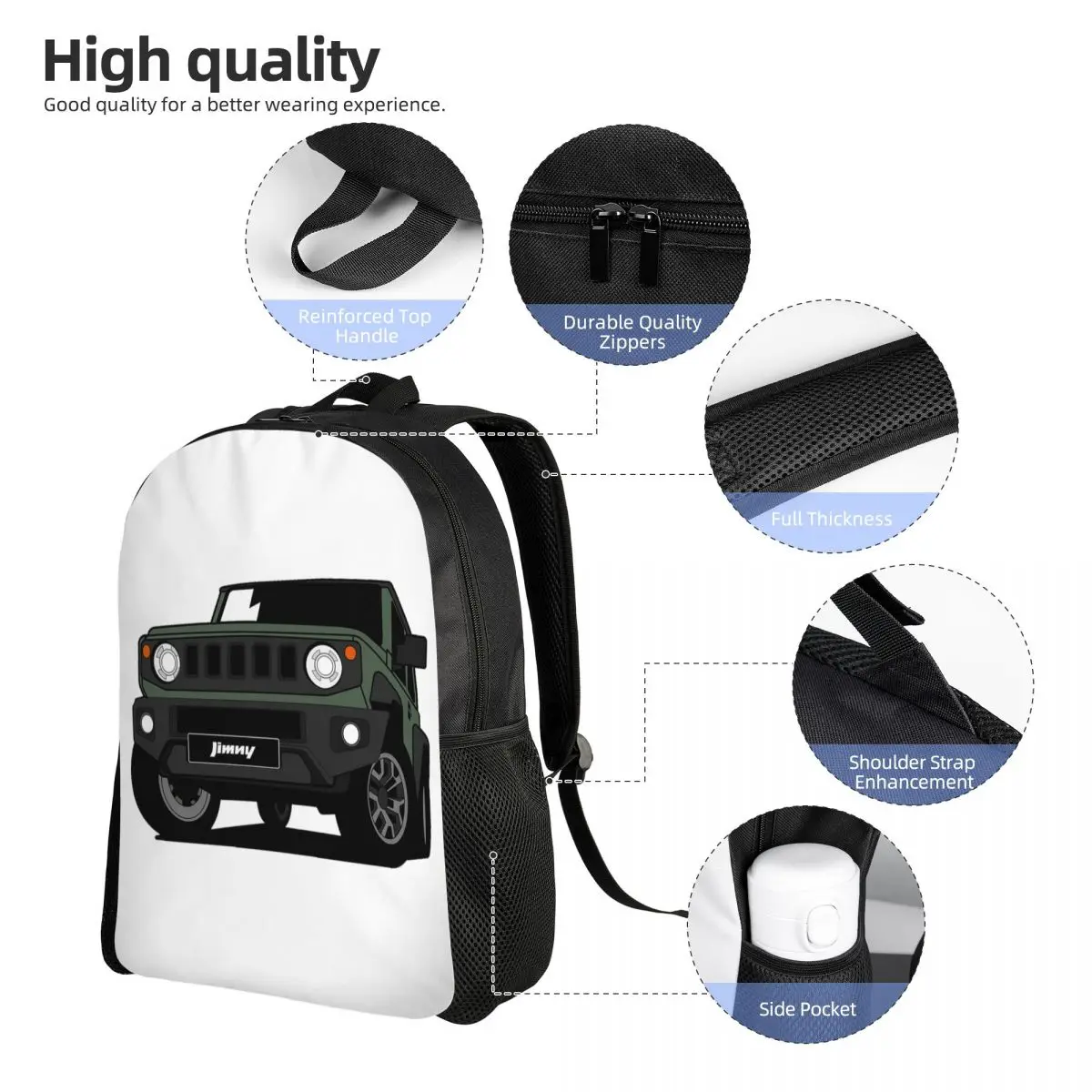 Mochila verde Jimny para estudiantes, mochila escolar, senderismo, viaje, mochila para hombres y mujeres, mochila de moda, bolsos de hombro