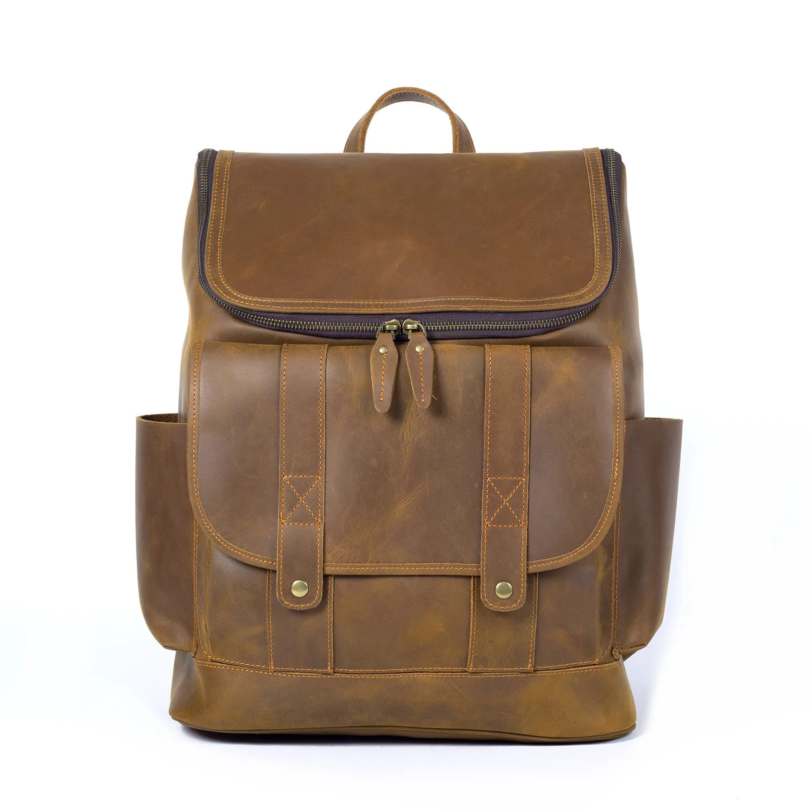 Vintage Echtleder Herrenrucksack Große Kapazität Top-Grain Leder Laptop-Umhängetasche Crazy Horse Tasche Mode für Männer – Detail 23