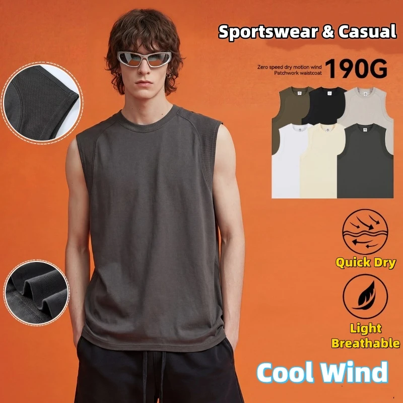 Youth Boy Quick Dry Tank Tops Popular Trendy American Style Retro Sleeveless Sportswear Breathable