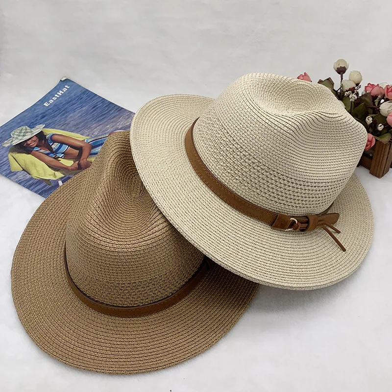 The New  Panama Straw Hat Sunshade Beach Hat Female Summer Jazz  Hats for Women