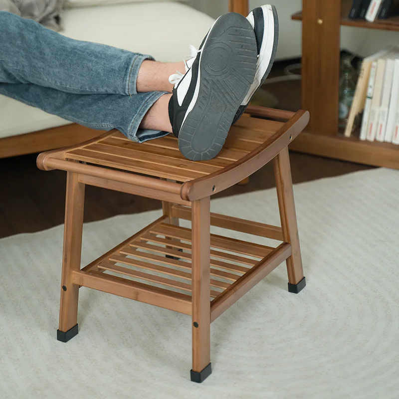 Sedia da bagno per anziani in legno, piede tozzo, design da esterno, sgabello basso per camera da letto nordico, doccia, sauna, tabouret, mobili postmoderni