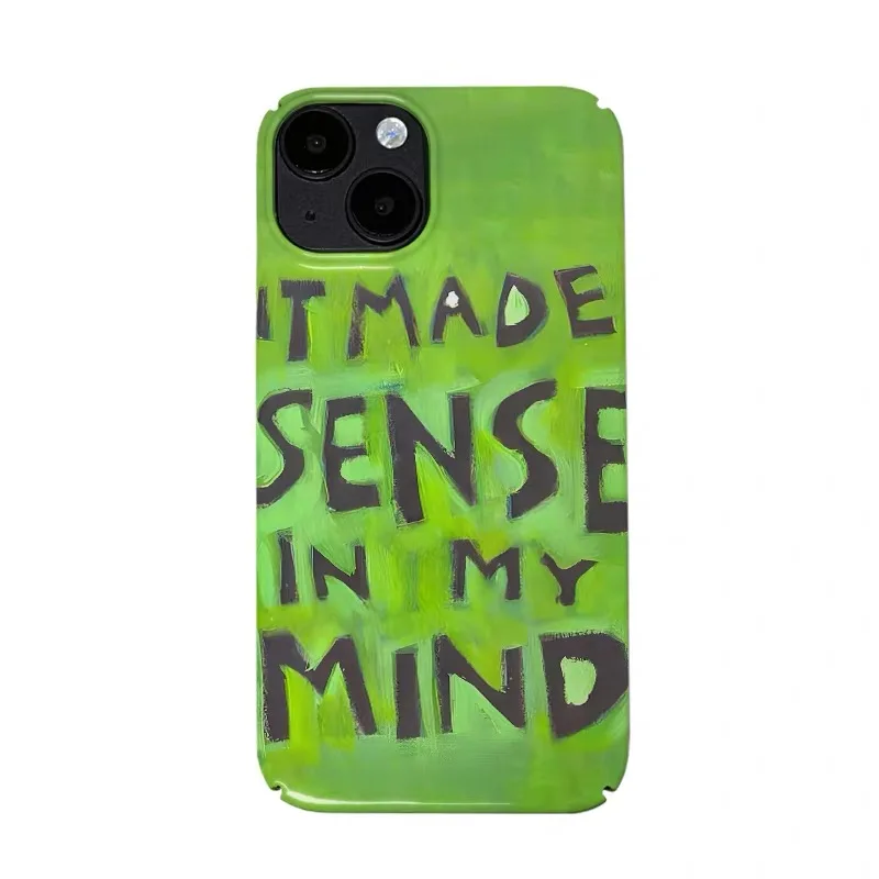 

Green Oil Painting with English Letters Phone Case for IPHONE 17 Air 16E 15 PROMAX 14 Plus 13 12 MINI 11 XR Acrylic Phone Cover