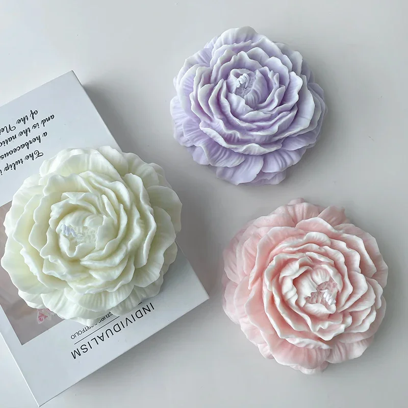 

DIY Flowers Handmade Drip Glue Resin Mould Large Size Peony Flower Silicone Mold Homemade Aromatherapy Candle Plaster