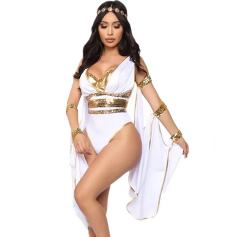 Halloween Vrouwen Sexy Griekse Godin Kostuum Egypte Cleopatra Outfit Oude Egyptische Prinses Kostuum Cosplay Fancy Party Jurk