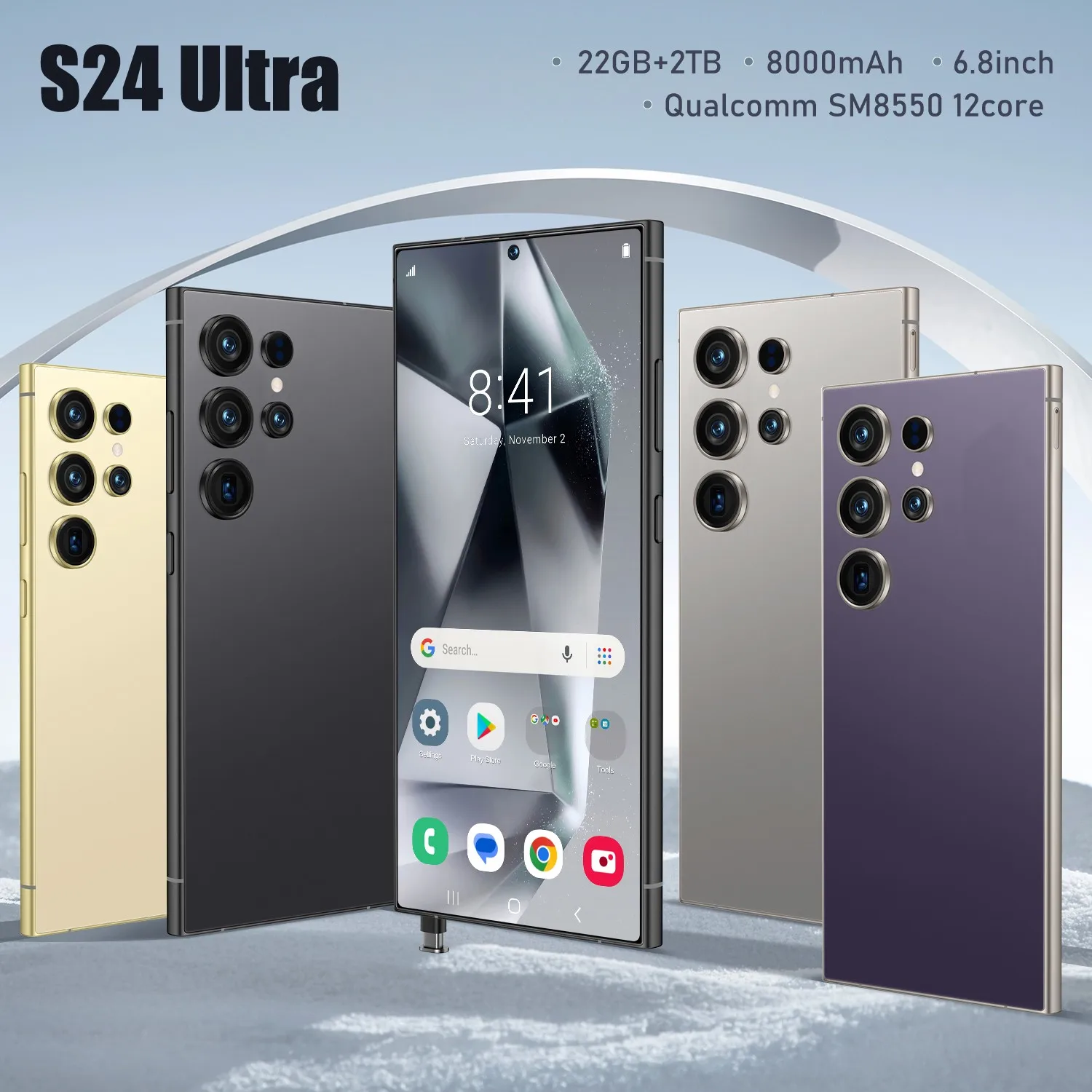 2025 New S24 Ultra Smartphone 5G Android 6.8 inch display 108 million pixel camera 8000mAh batteries dual SIM original cellphone