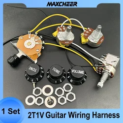 2T1V Coil Splitting Guitar Wiring Harness Prewired Circuit 5-Way Blade Switch/Push Pull-500K Switch Guitar Harness