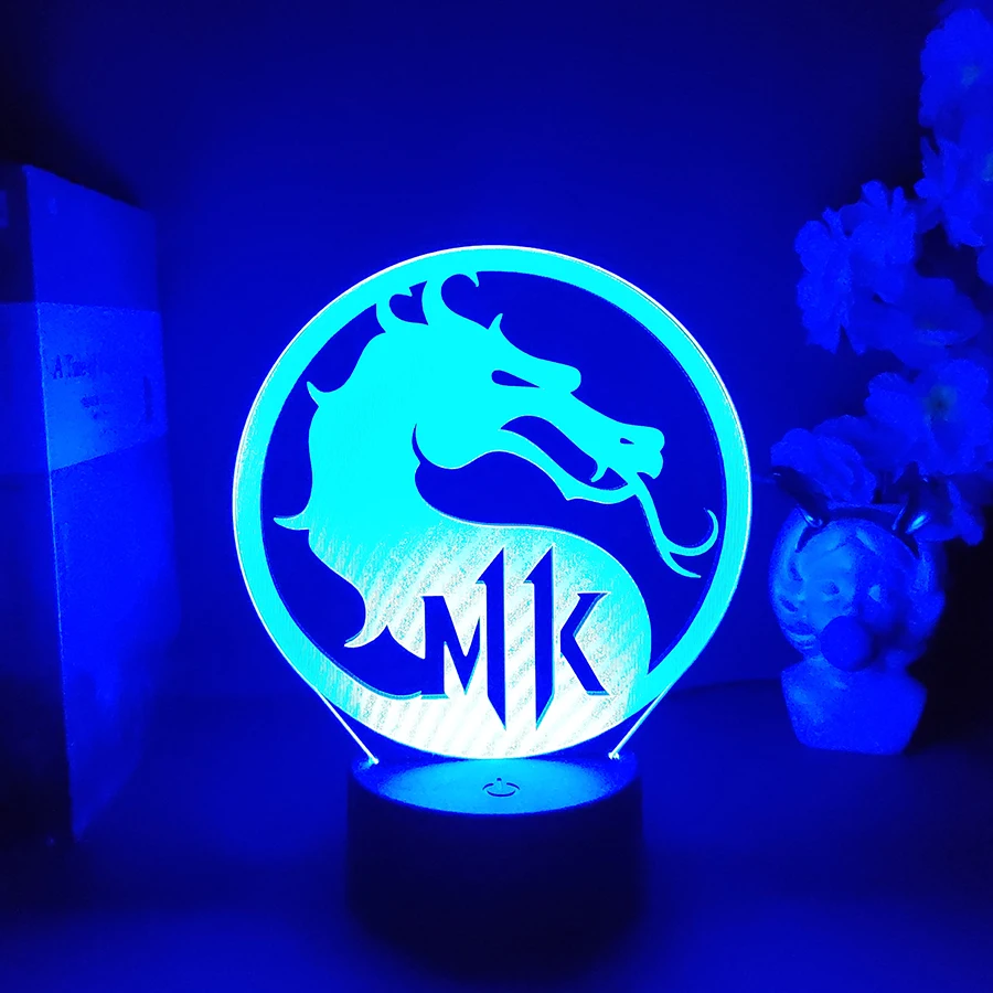 Game Mortal Kombat 11 Logo Night Light LED Touch Sensor Colorfu Dragon Nightlight for Kids Child Bedroom Decor Gift Table Lamp