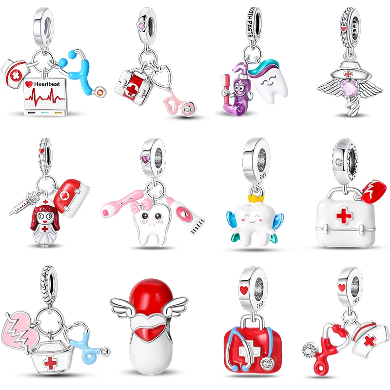 100 % 925 Sterling Silber Arzt Maler Musiker Krankenschwester Beruf Serie Charms Perlen passen Qikaola Original Armbänder DIY Schmuck