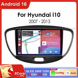 Android 16 CarPlay Auto Qualcomm Car Radio For Hyundai i10 2007 2008 2009 2010 2011 2012 2013 GPS Multimedia Playerstereo