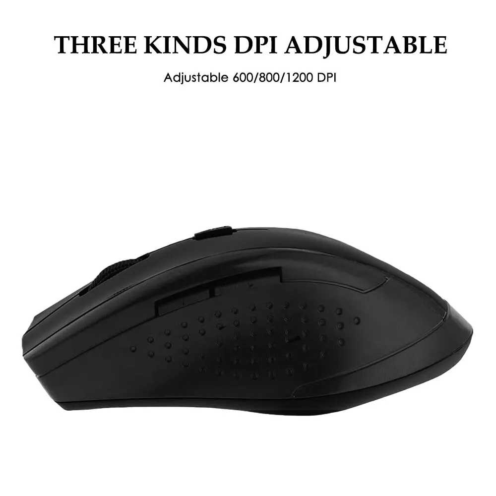 Mouse nirkabel Mini 2.4G USB, Mouse optik DPI dapat disesuaikan untuk Windows Mac Linux