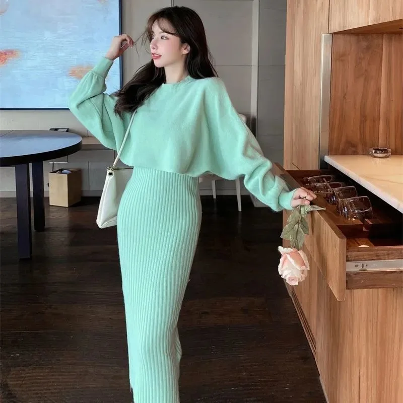 

Women's Knitted Two piece Skirt Autumn New Collection Autumn Women's Fashion Set Women's Spring and Autumn