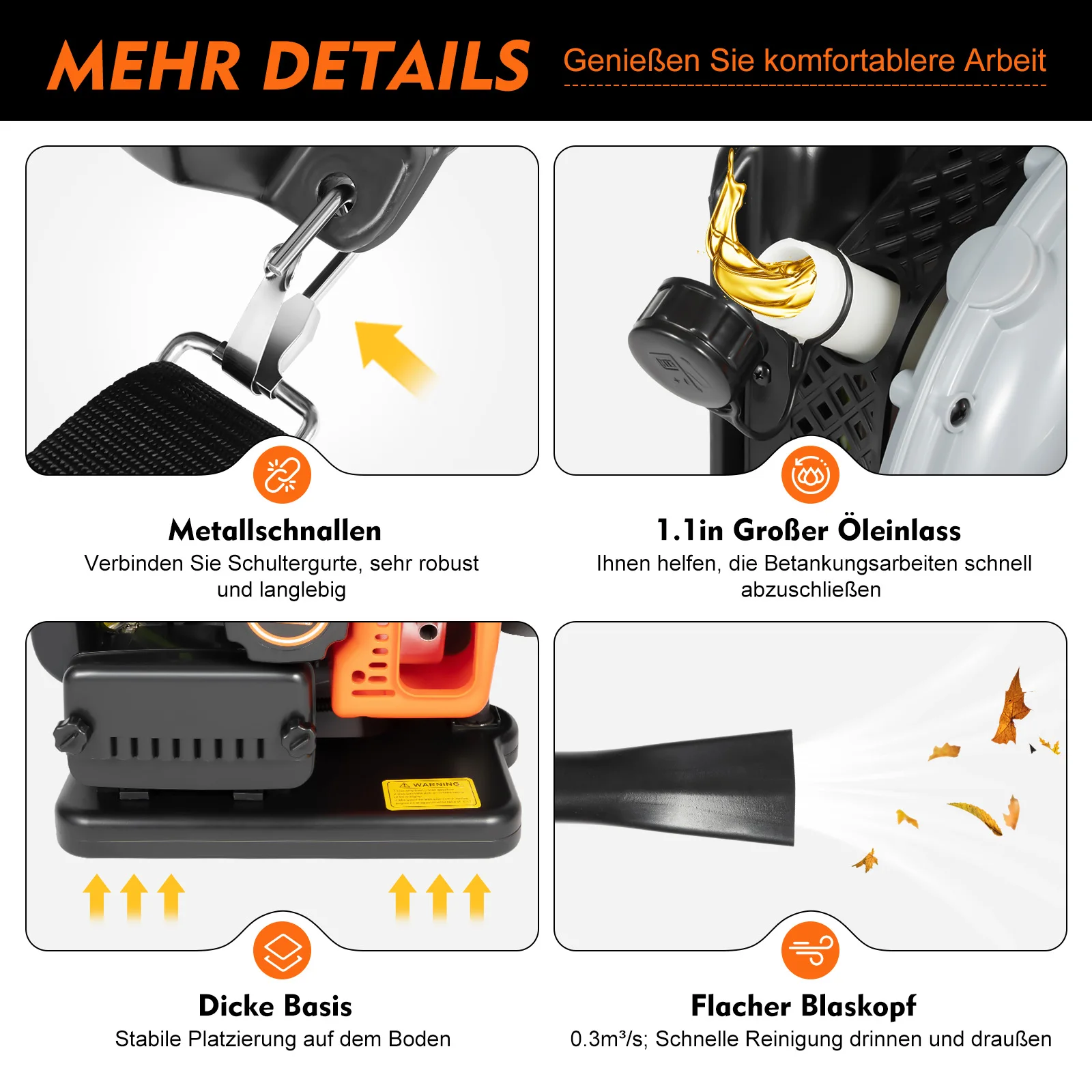 63CC 2-السكتة الدماغية البنزين على ظهره منفاخ أوراق الشجر ساحة الحطام الأنظف 6800 دورة في الدقيقة 2.7 كيلو واط خفيفة الوزن تبريد الهواء للثلج في الحديقة في الهواء الطلق #5