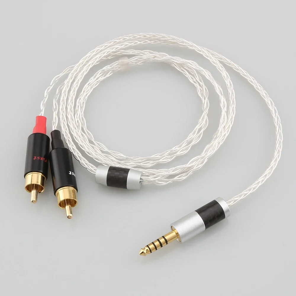 

HIFI 8 cores OCC silver plated 4.4mm to 2rca jack aux audio cable Headphone amp connecting line Amplifier Audio Cable