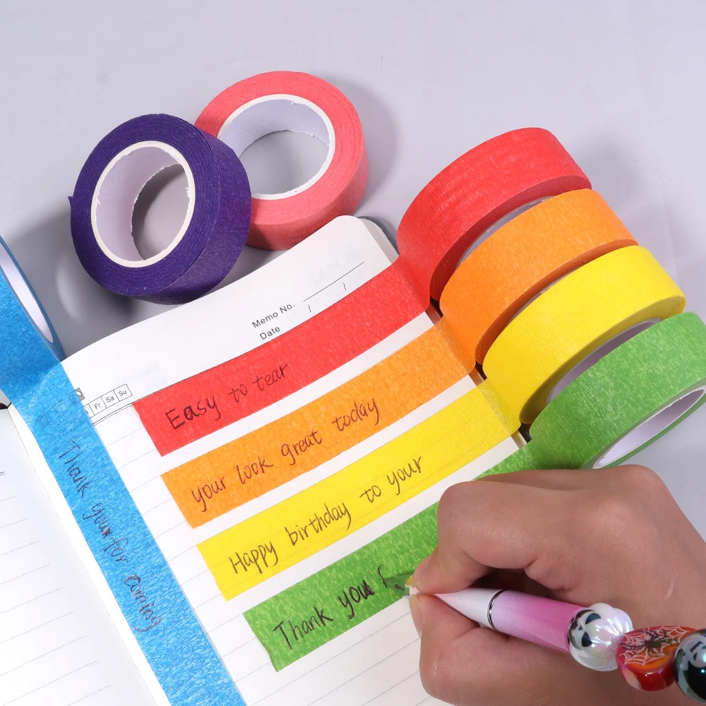 1 Roll 2cmArt Painting Tape Colored Art Masking Tape Bouquet Packing Sticker Paper Tapes for DIY Crafts Decoration Home Supplies