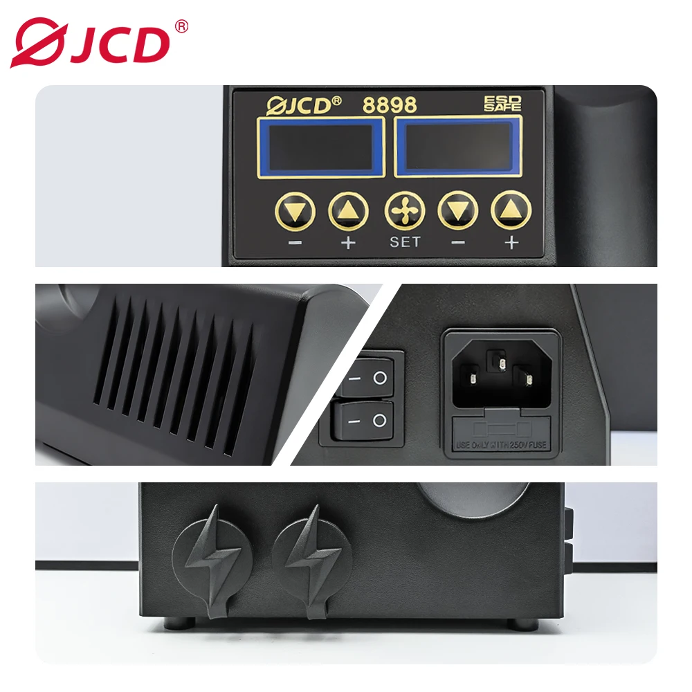 JCD-Station de soudage 2 en 1 avec écran numérique LCD, odorà air chaud pour téléphone portable, outil de soudage et de réparation, BGA, SMD, IC,