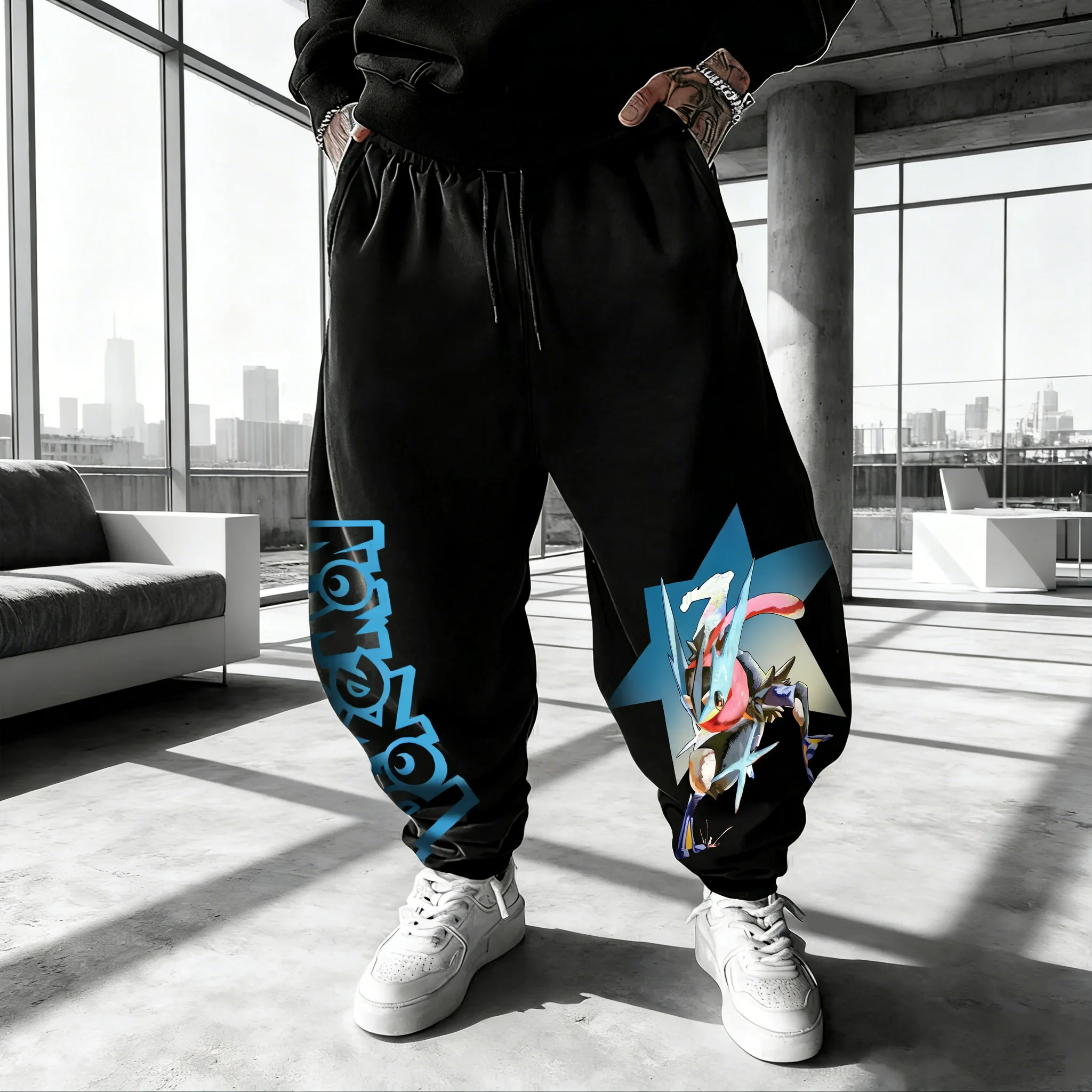 

Pokémon Game Greninja Printed Cotton Sweetpants 2026 Men and Women Spring/Summer Street Harajuku Fashion Loose Y2Ktaped Pants