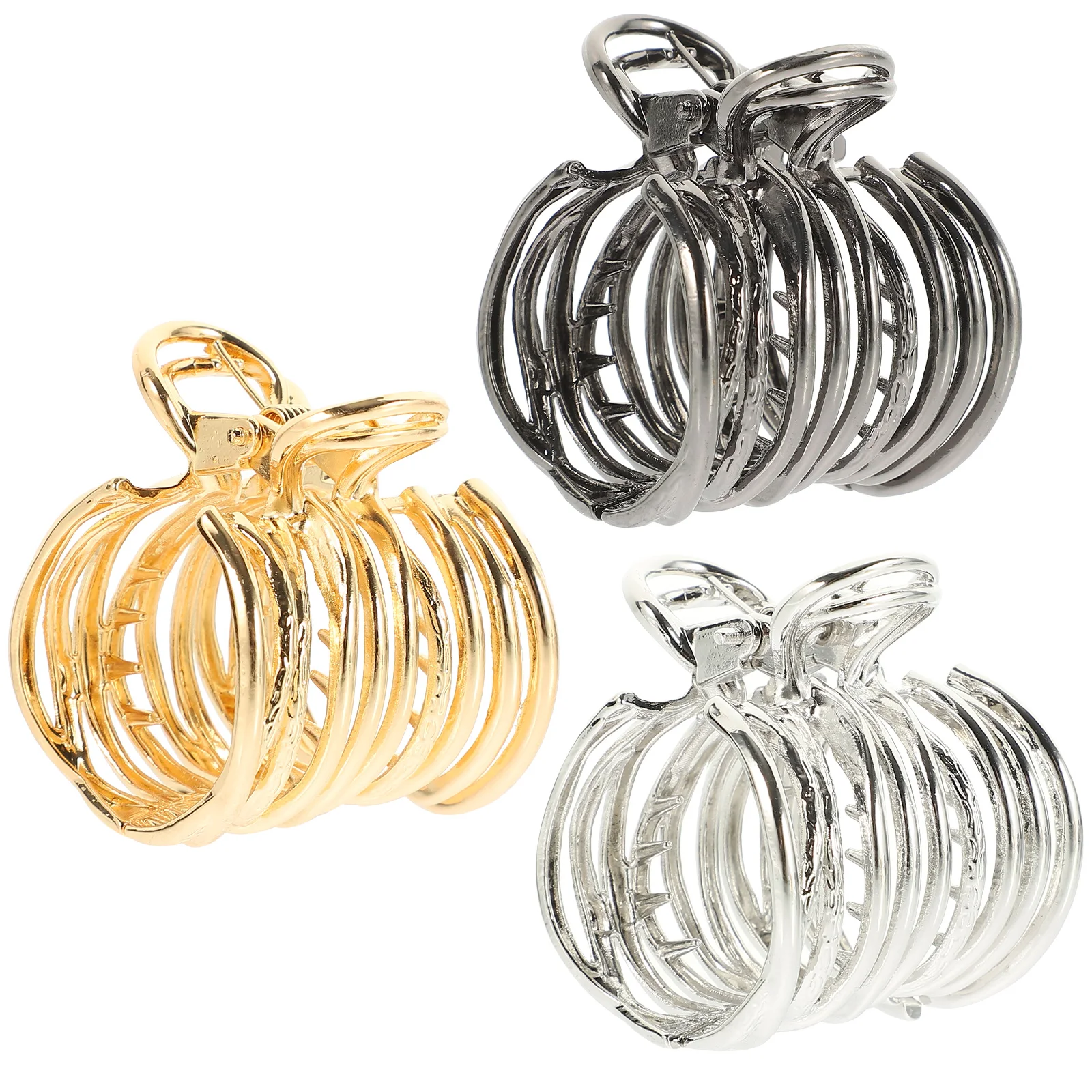 

3pcs Hair Clips for Women High Ponytail Holder Claw Clip Metal Accessories Gold Silver Black Long Hair Styling Tool