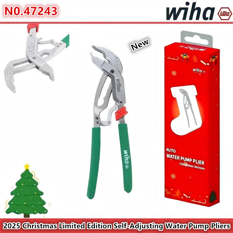 جديد WIHA 2025 عيد الميلاد طبعة محدودة كماشة مضخة المياه قابل للتعديل ، مفتاح ربط الأنابيب الصغيرة متعددة الوظائف رقم. 47243