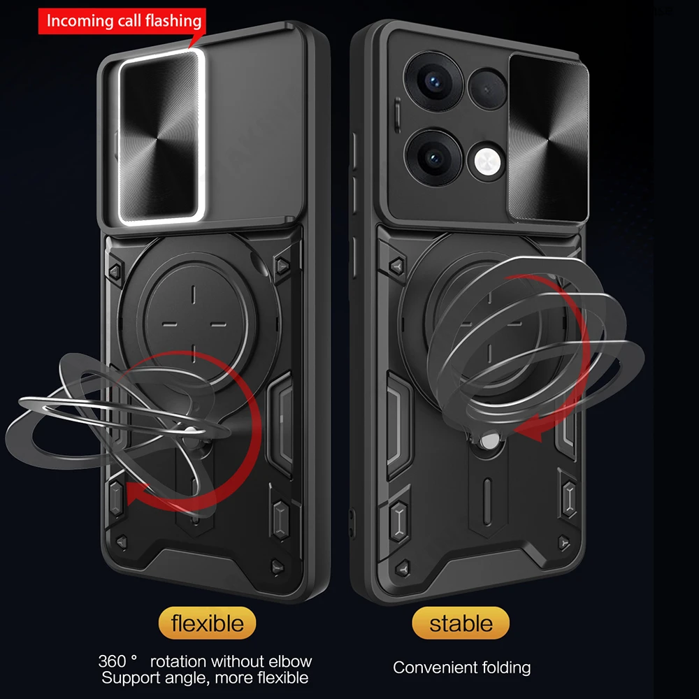 كاميرا بعدسة منزلق حماية درع Funda لهاتف OPPO F31 5G A6 Pro 4G حافظة عالمية لهاتف OPPO A6 5G حافظة صينية غطاء حامل حلقي مغناطيسي